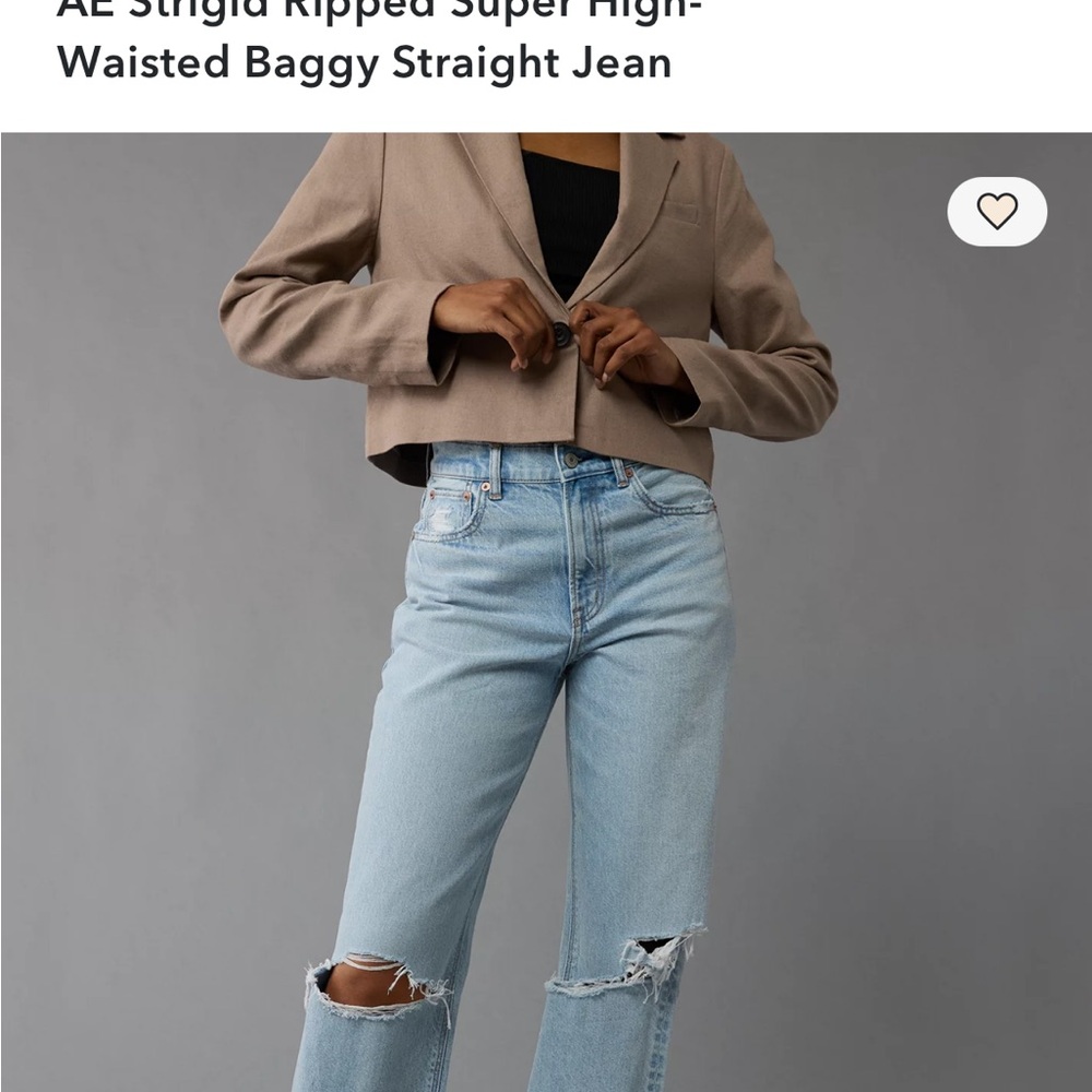American Eagle Outfitters Light Blue Ripped Straight Jeans